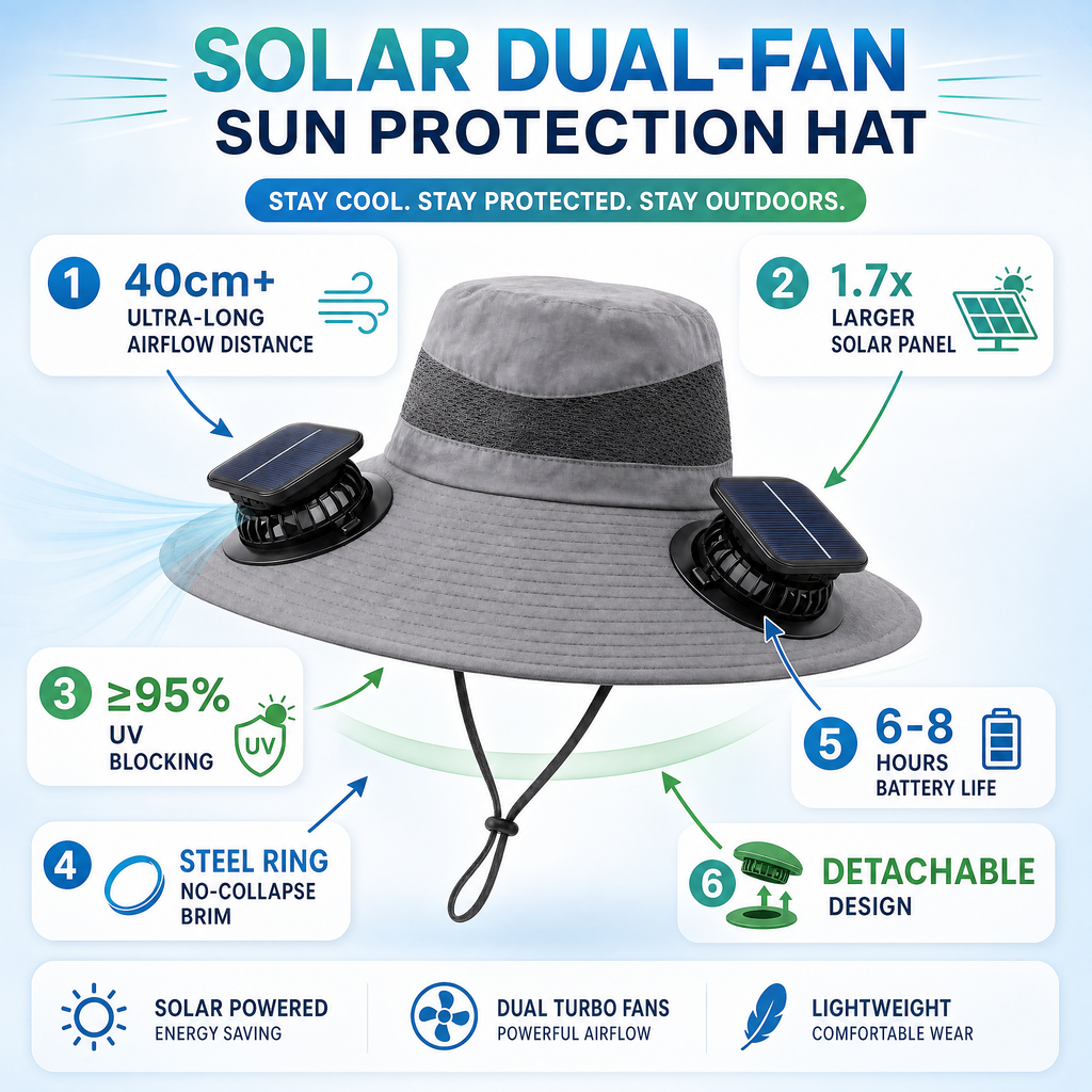 Sombrero Outdoor con Ventilador Solar Integrado